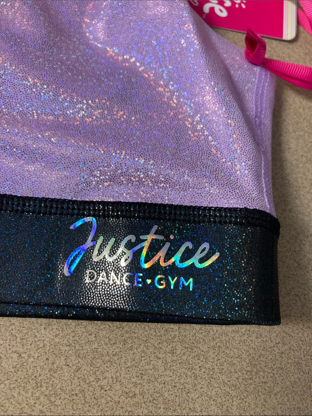 Justice Iridescent Lavender & Silver Glitter Sports Bra